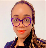 A person with braids wearing purple glasses  Description automatically generated