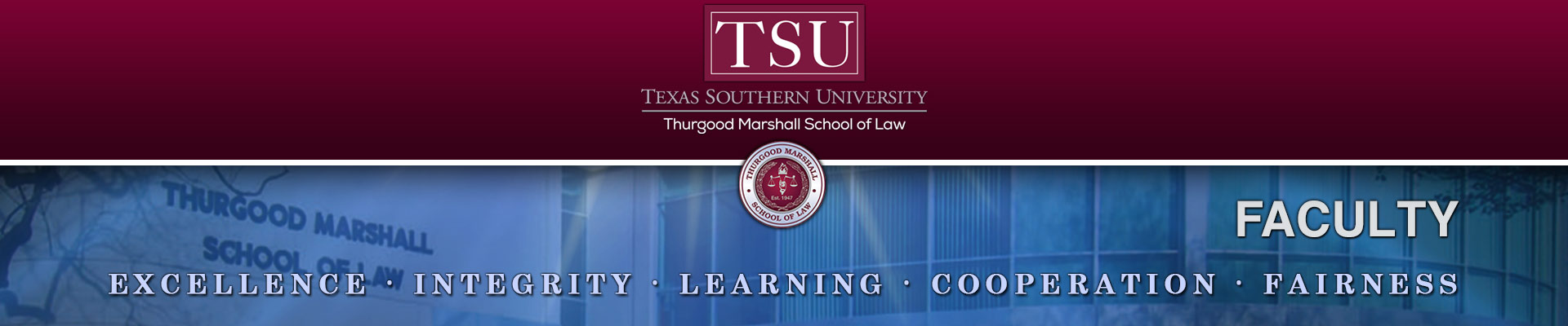 Faculty directory at Thurgood Marshall School of Law